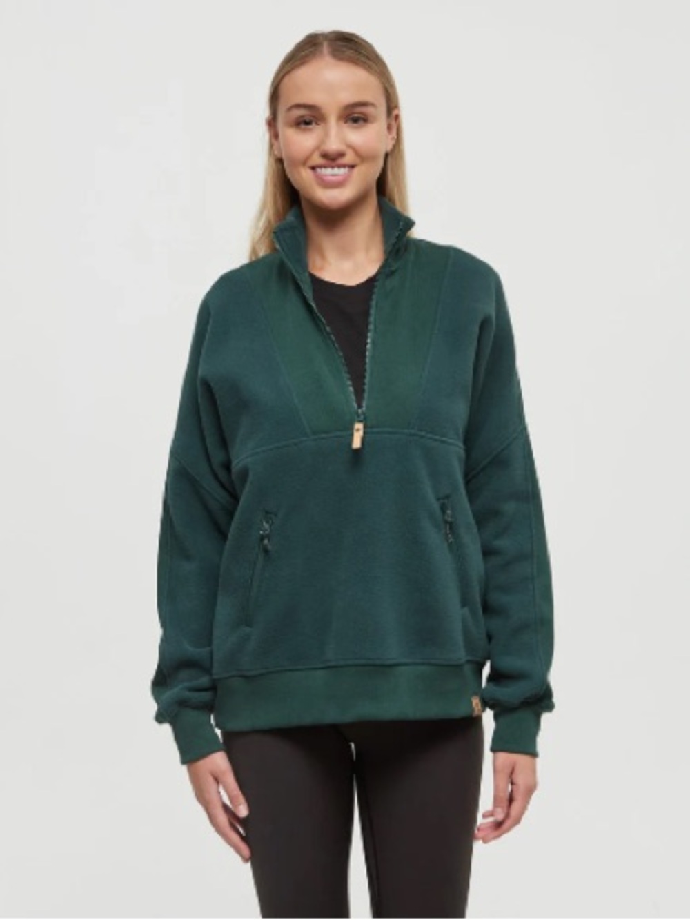 Tentree Pikes Half Zip Fleece Sweatshirt - Forest Pine